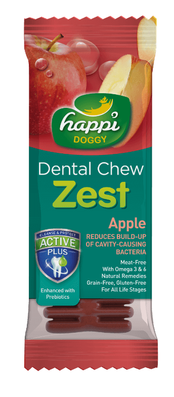 Happi Doggy - Dental Chew Zest - Apple - Reduces Build-Up of Cavity-Causing Bacteria - 4inch