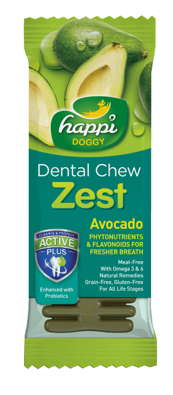 Happi Doggy - Dental Chew Zest - Avocado - Phytonutrients & Flavonoids for Fresher Breath - 4inch