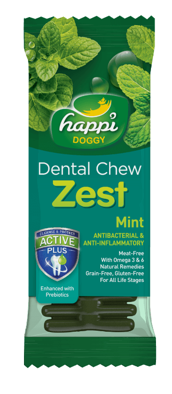 Happi Doggy - Dental Chew Zest - Mint - Antibacterial & Anti-Inflammatory - 4inch